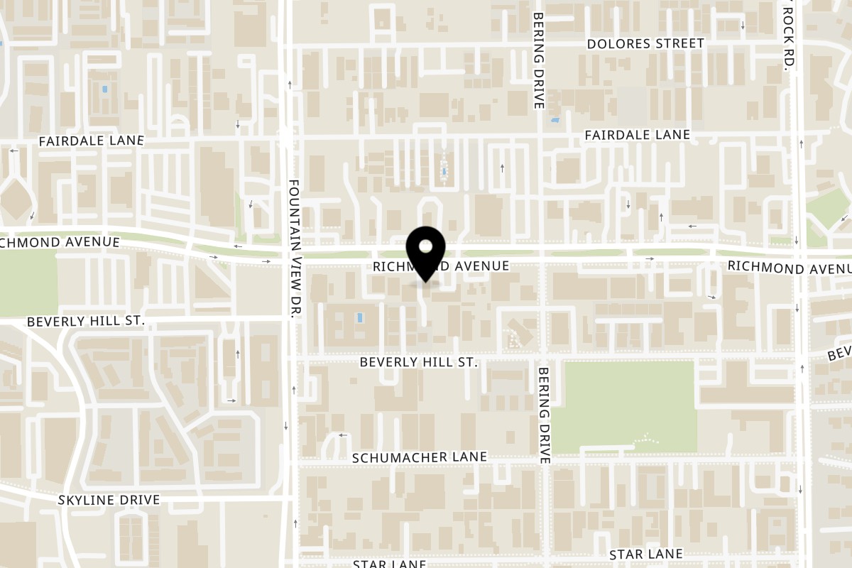 Map showing the location of Mary'z Mediterranean Cuisine Richmond Ave on 5825 Richmond Ave. in Houston